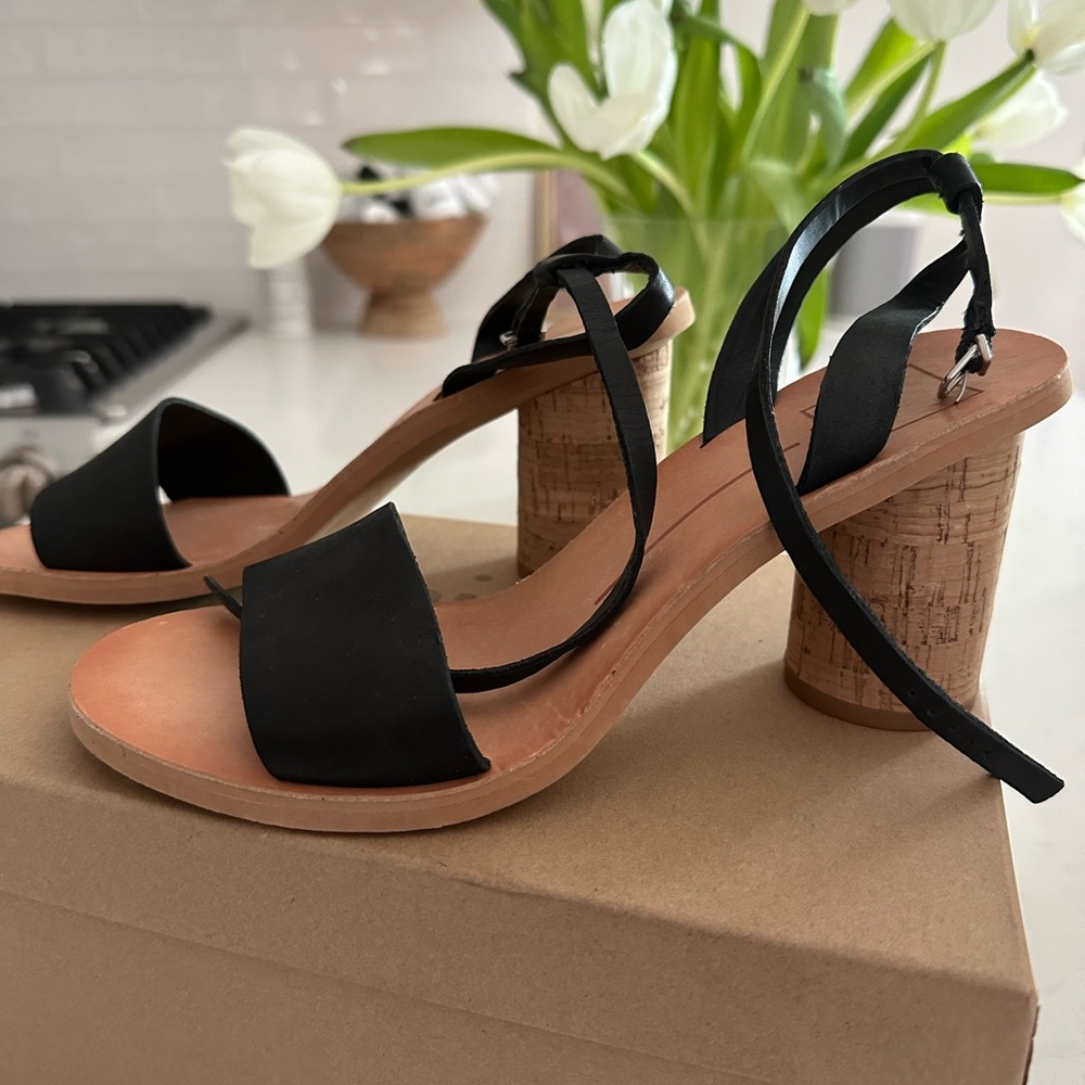 Dolce Vita Ankle Wrap Cork Heel Heels - 7